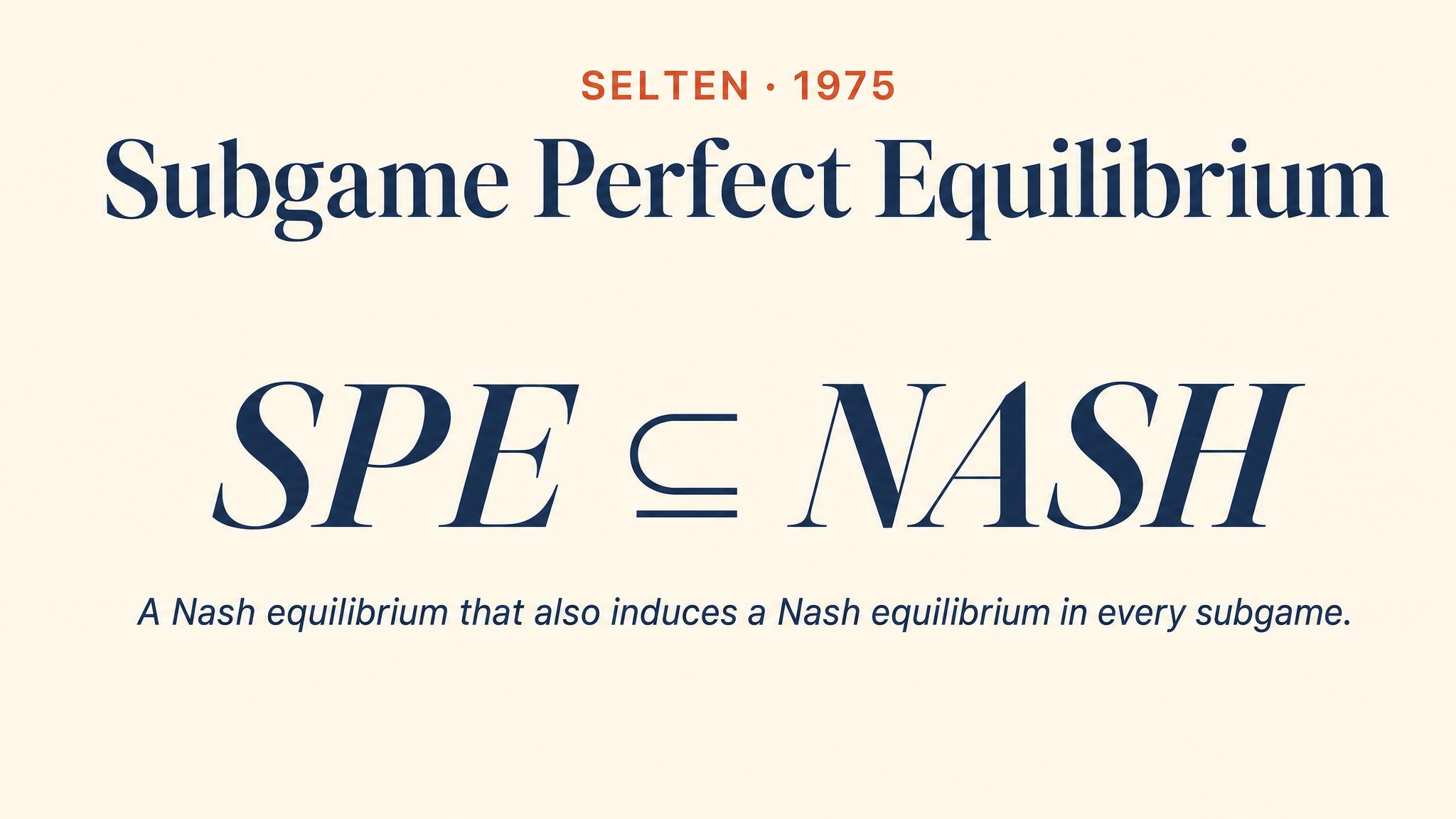 Subgame Perfect Equilibrium