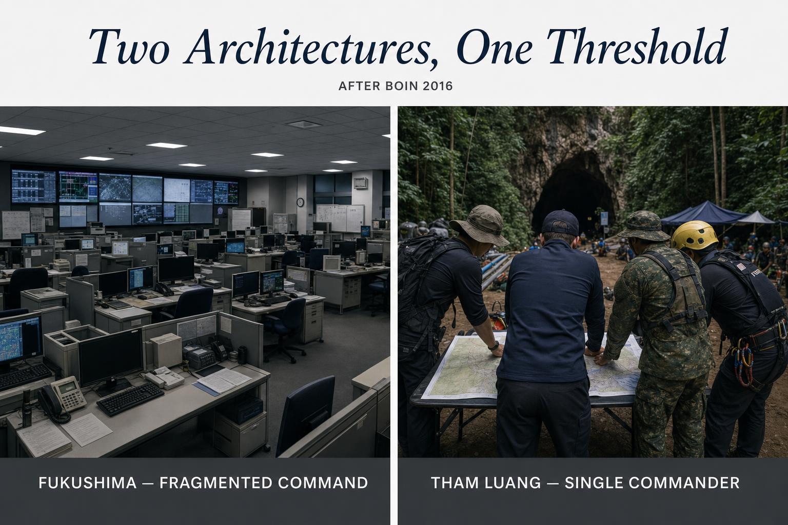 Two architectures, one threshold. The cases are not opposites of complexity — both were extraordinarily difficult — but of activation architecture.