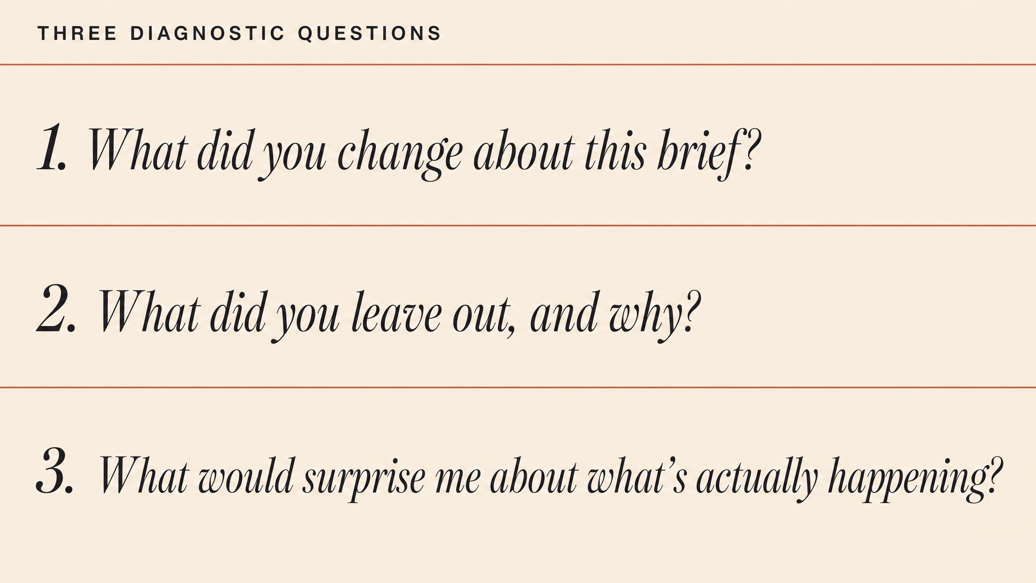 Three diagnostic questions
