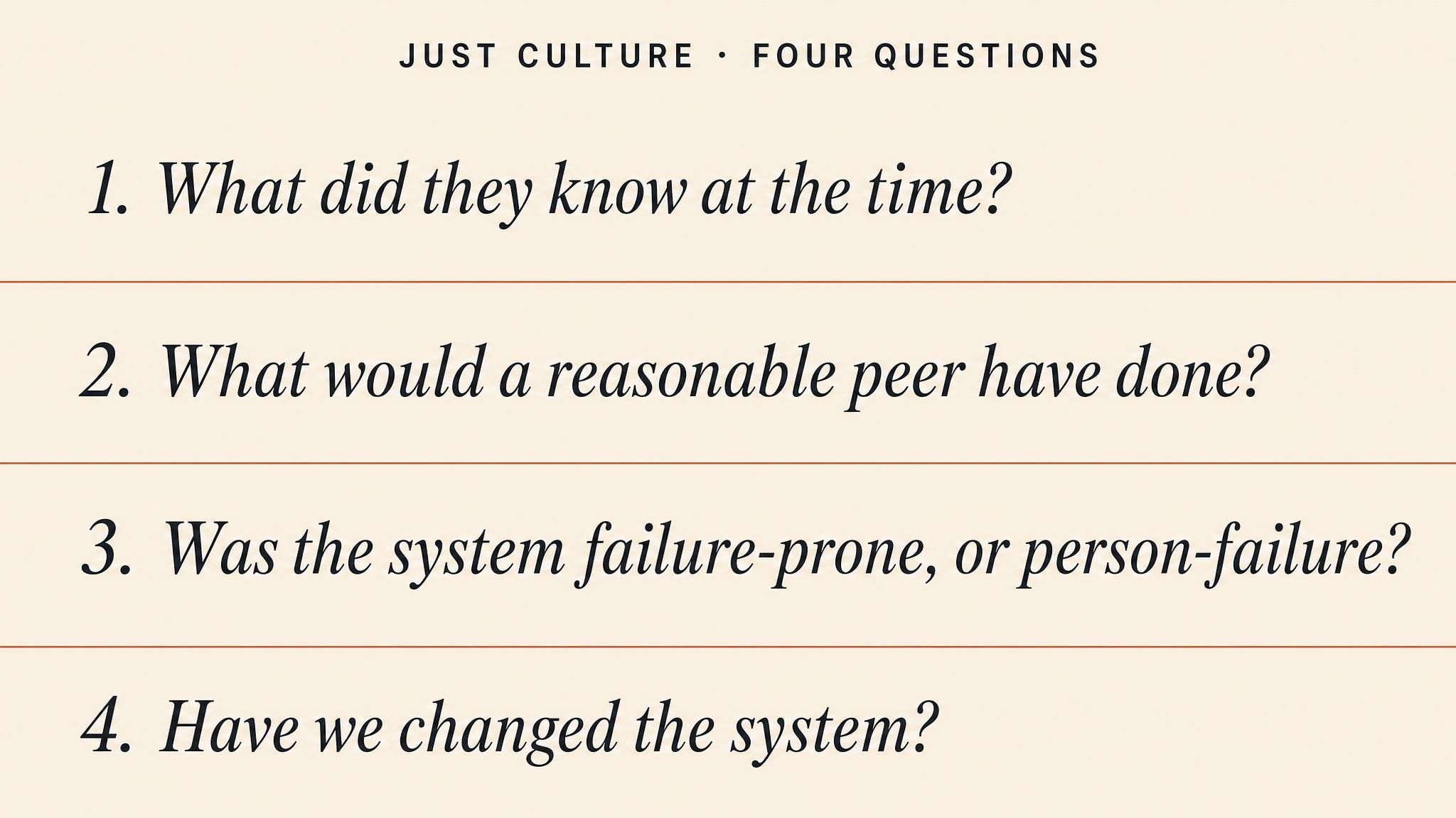 Just culture — four questions