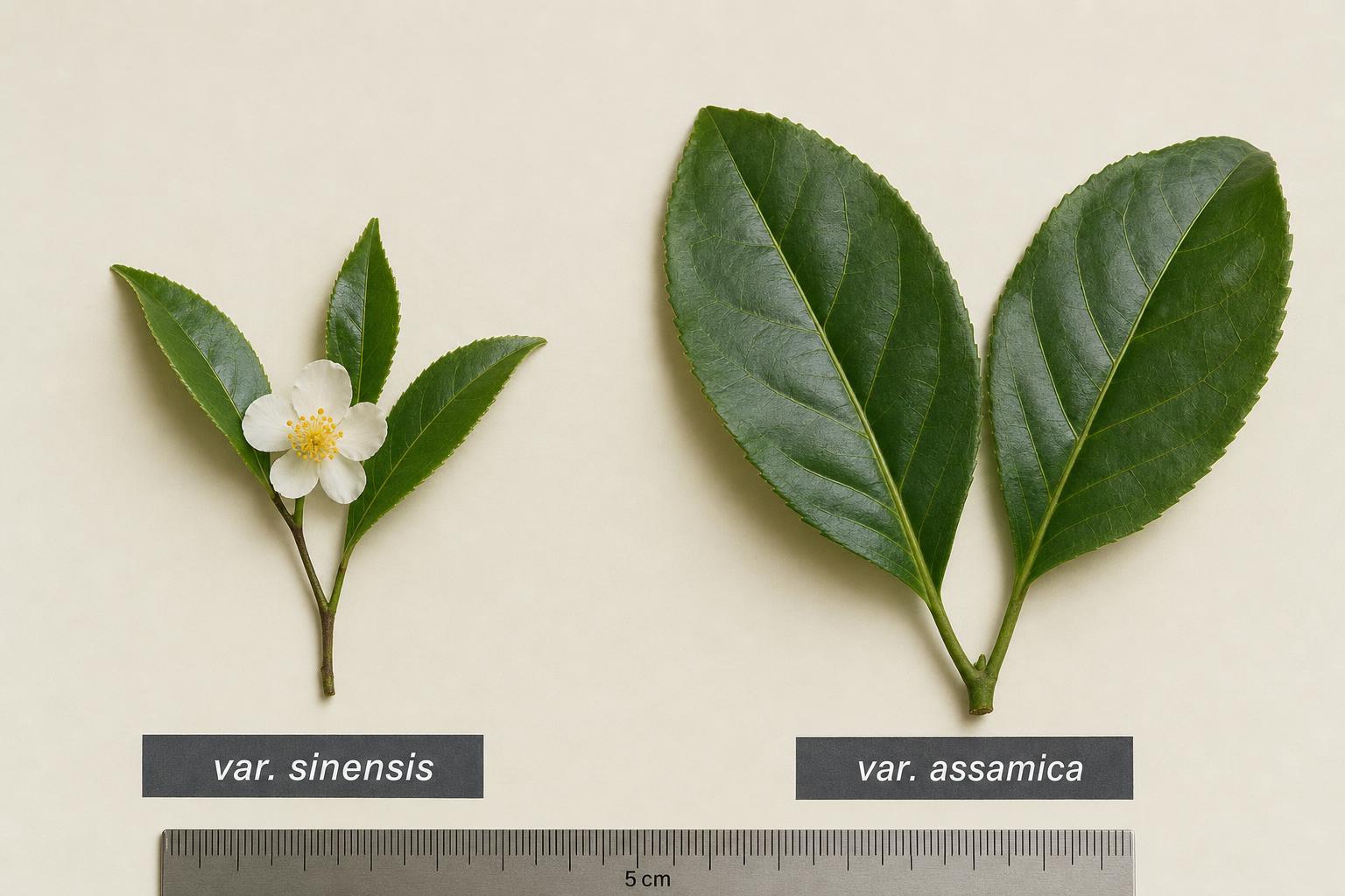 The two principal varieties of Camellia sinensis. The small-leafed Chinese variety thrives at high elevation and produces the world's most delicate teas; the large-leafed Assam variety thrives in tropical lowlands and gives the world its bold, malty black teas.